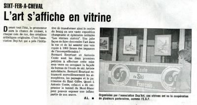 Article de journal sur une exposition d'art à Sixt-Fer-à-Cheval le 29 juin 1997