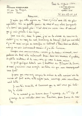 Lettre de Madame Bozena Béatrice ROSENAUER 