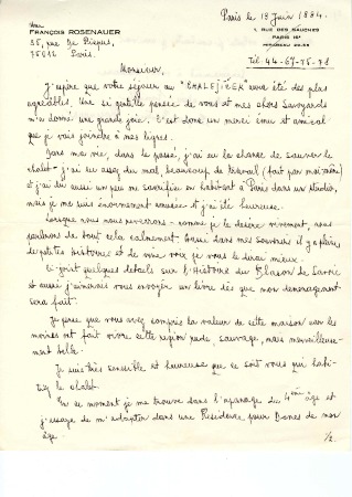 Lettre de Madame Bozena Béatrice ROSENAUER 