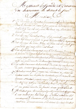 Réclamation à Messieurs Les Syndic et Procureur du hameau de Dessus le Four -1766