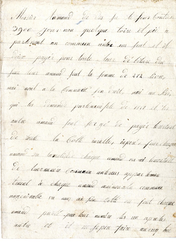 Note ou lettre de Mr Claude François DEFFAYET