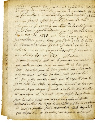Compte rendu au sujet des biens cadastrés - 1820