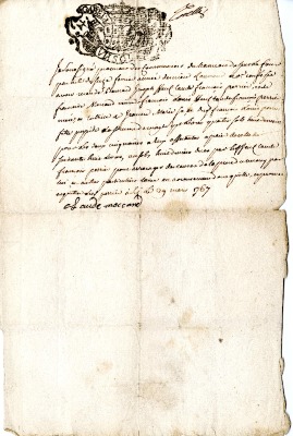Lettre de Mr Claude MOCCAND – 1767