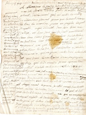 Compte rendu du sindic ou courrier à Mr le sindic - 1817