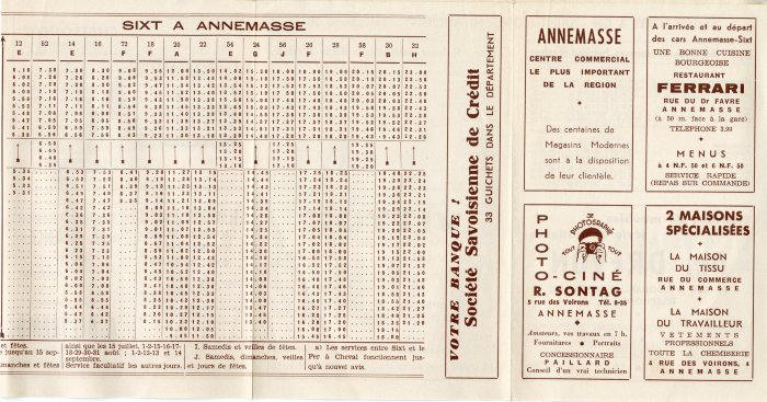 Dépliant horaires train Annemasse Sixt