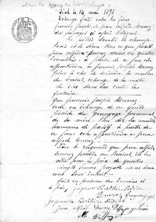 Echange de biens entre Ducroz