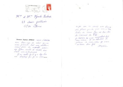 Lettre de Baptiste JOENNOZ à Robert VIGNOLE