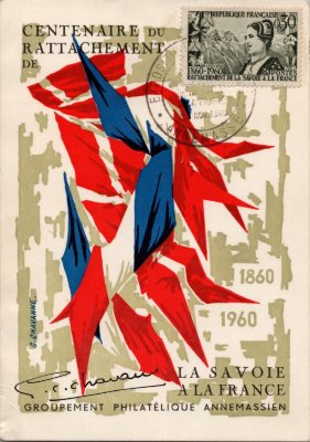 Carte postale pour le centenaire du rattachement de la Savoie à la France