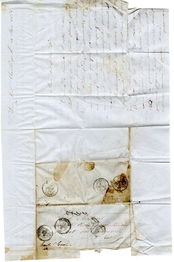 Lettres manuscrites de Chambéry le 14 mars 1861